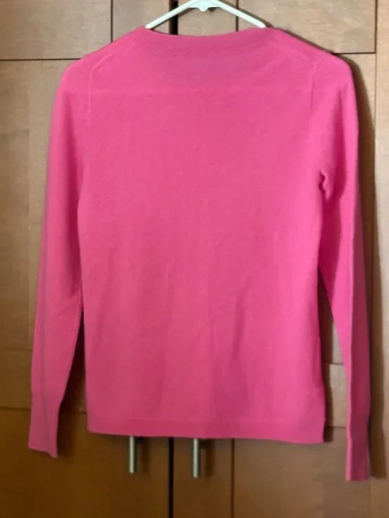 J Crew Sz XS Neon Pink 100% Cashmere Crew Neck Pullover Sweater NWT - Picture 3 of 4